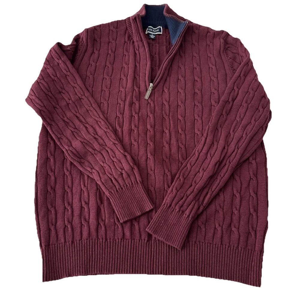 CLUB ROOM Men's cable knit Sweater Burgundy Size L